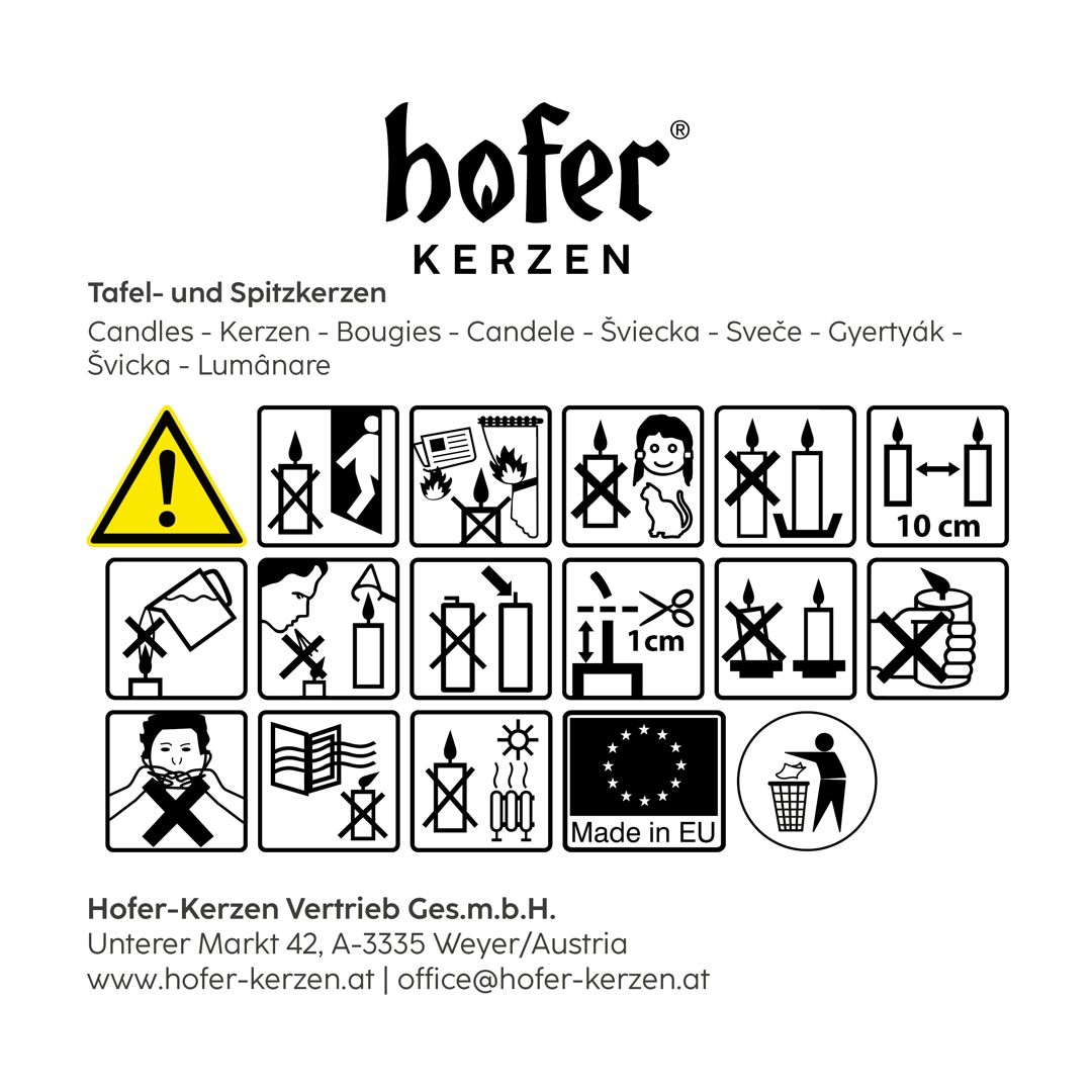 Sicherheitshinweise Tafel- und Spitzkerzen